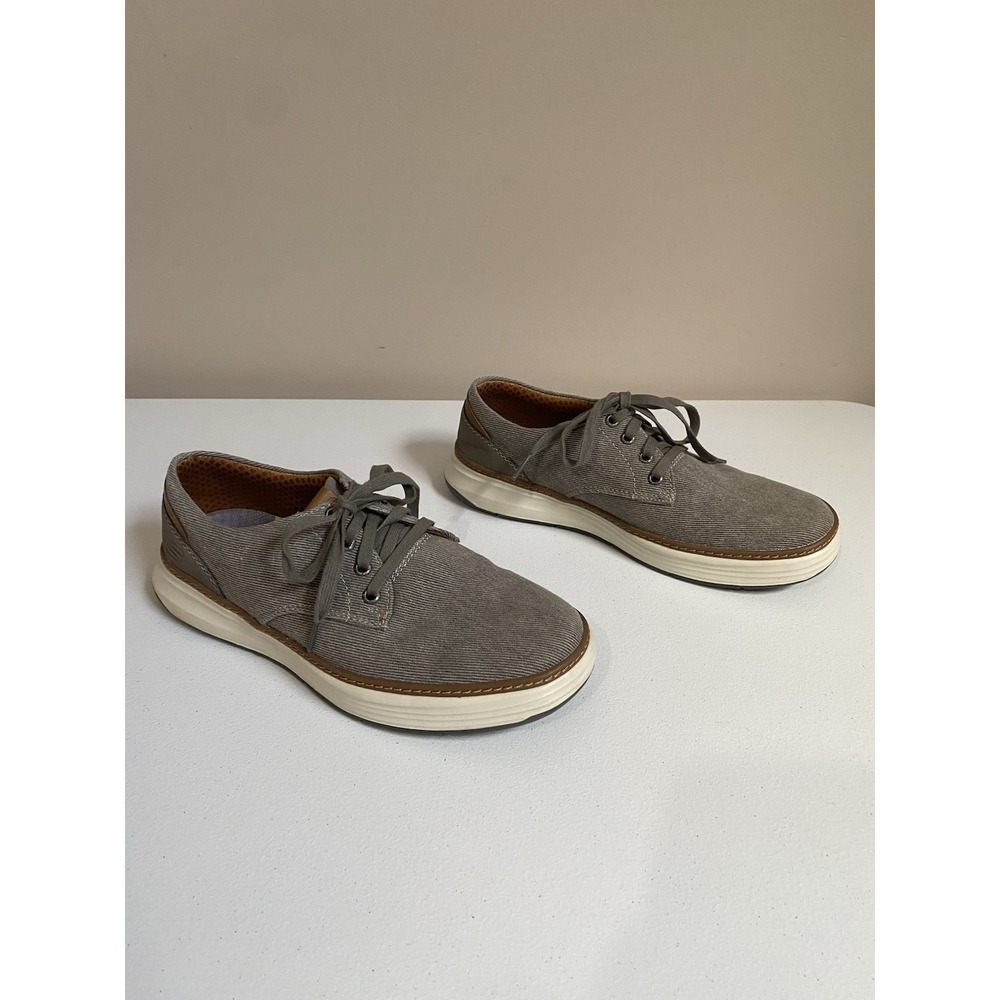 Skechers Moreno Ederson Canvas Oxford‎ Mens 8.5 M Shoes Taupe Grey 65981 EUC